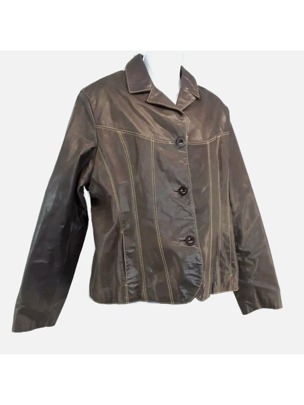 Vintage Wilsons Brown Genuine Leather Jacket Womens XL Lined With Pockets